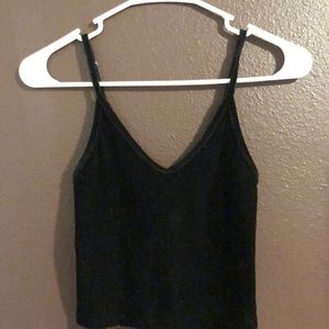 Velvet black tank crop top- brandy Melville